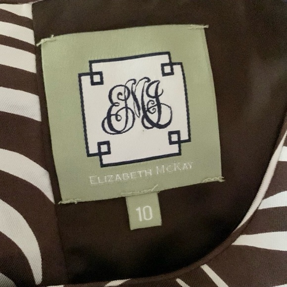 ELIZABETH MCKAY CHOCOLATE & IVORY FEATHER LINDSAY TUNIC DRESS SIZE 4 5054 - Picture 6 of 8